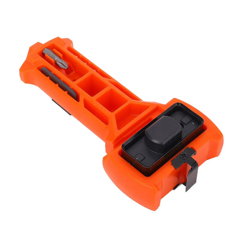 Ace The Install With This Game Changer Door Lock Jig featuring a vibrant orange body and blade holder for precise cuts.