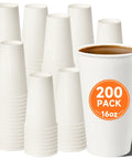 200 Pack 16 Oz Disposable Coffee Cups Sturdy White Paper Cups For Hot And Cold Drinks Leak Proof Coffee Cups For Parties Home Office Cafes And Events Now