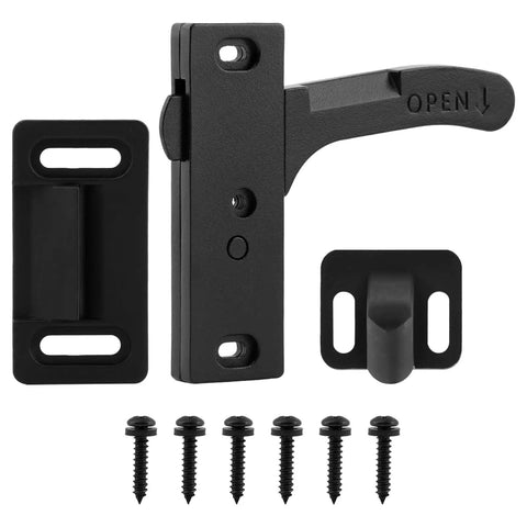 Heavy Duty Aluminum RV Screen Door Latch Replacement Kit With Right Handle For Camper Trailer Entry Door Includes Frame Catch Exterior Strike And 6 Washer Screws Beefed Up And Durable components
