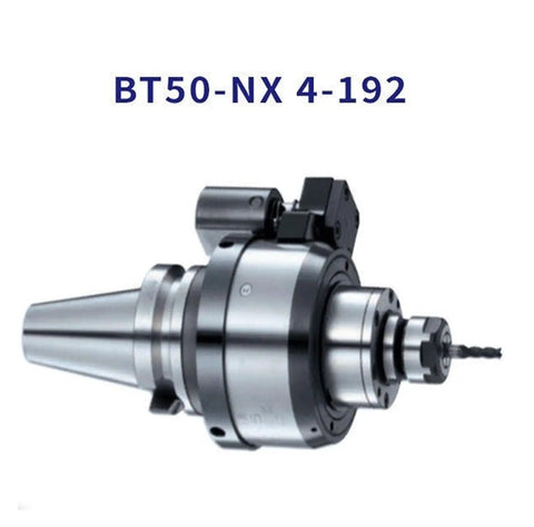 Top Shelf Pneumatic Spindle Speed Increaser For CNC Milling And Precision Lathe Operations BT50 Quick Swap Module shown from side with drill bit.