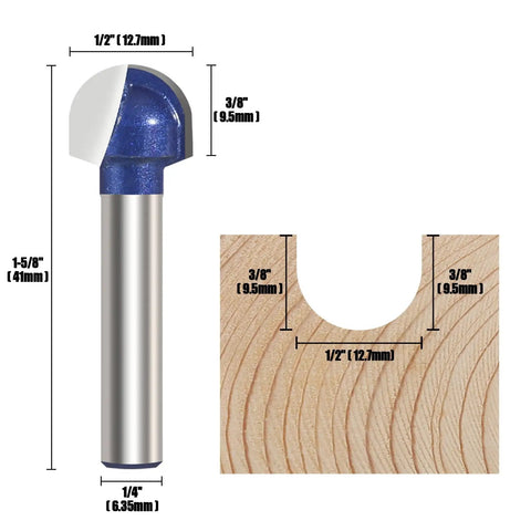 4 Pack Cove Router Bit Set With One Quarter Inch Shank Core Box Round Nose Milling Cutter For Woodworking Solid Carbide