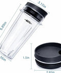16oz Single Serve Blender Cup Set With Sip And Seal Lids For Compact Personal Blenders BPA Free Easy To Clean Replacement Cups Fits QB3000