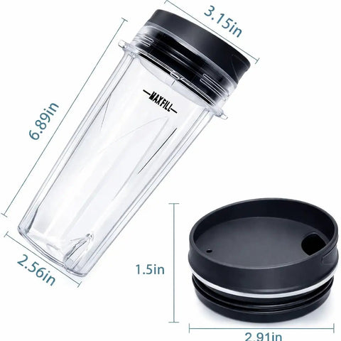 16oz Single Serve Blender Cup Set With Sip And Seal Lids For Compact Personal Blenders BPA Free Easy To Clean Replacement Cups Fits QB3000