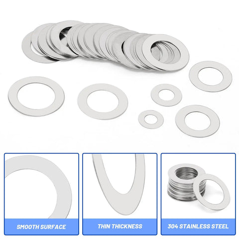 175 Piece Stainless Steel Thin Flat Washers Set M4 M5 M6 M8 M10 M12 With Storage Box Ultra Thin Fender Washers For Household DIY Pro Grade Automotive Industrial Woodworking Fasteners, 304 steel