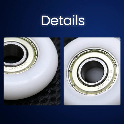 Close-up view of Slick Rolling 10x40x10mm Bearing Pulley With 6000ZZ Spherical Roller Nylon And Rubber Wheels, showcasing bearing details.