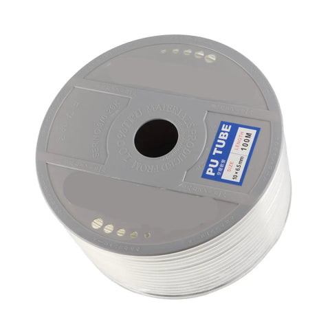 Heavy Duty Pu Air Hose And Pneumatic Tubing With Smooth Airflow Built Tough For Any Garage Job No Kinking Works Like A Charm 10mm Od 6 5mm Id 100 Meter Length Ultra Flexible Transparent Tube on a spool.