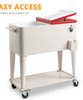 80 Quart Rolling Ice Chest On Wheels For Outdoor Bevs And Patio Parties With Waterproof Cooler Cart Cover Keeps Drinks Cold 48 Hours And Food Warm 8 Hours Holds Up To 100 Cans Includes Bottle Opener And Cap Catcher
