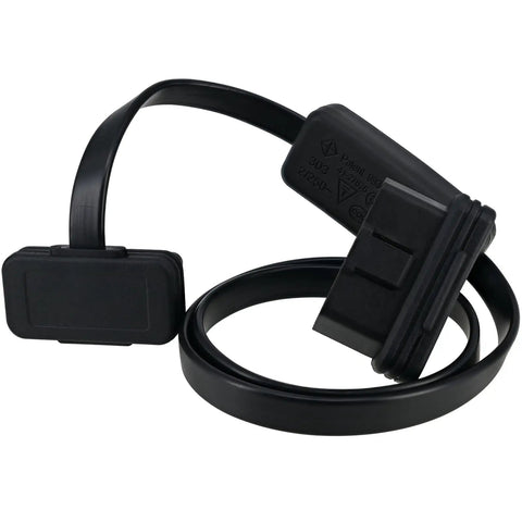 Must-Have OBD II 16 Pin Extension Cable With Switch, 0.6M 2Ft, 90 Degree Right Angle, showing connectors