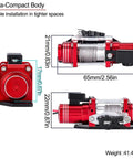 Sick Simulated Electric Winch Made From CNC Aluminum Alloy For 1 10 Rc Crawler Upgrade Parts With Realistic Red Finish and compact dimensions.