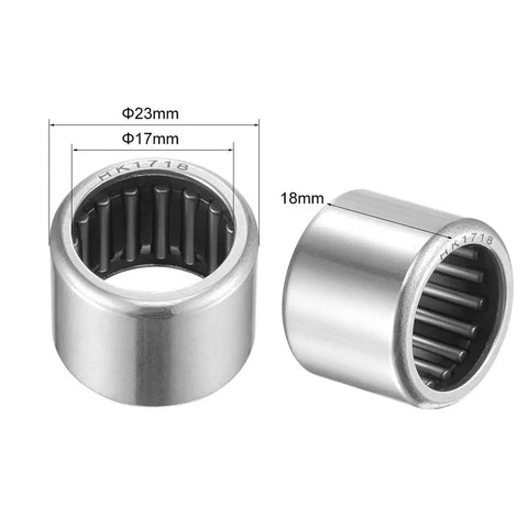 Needle Roller Bearings 17mm Bore 23mm OD 17.8mm Width Chrome Steel Open End 5 Pack showing dimensions and design