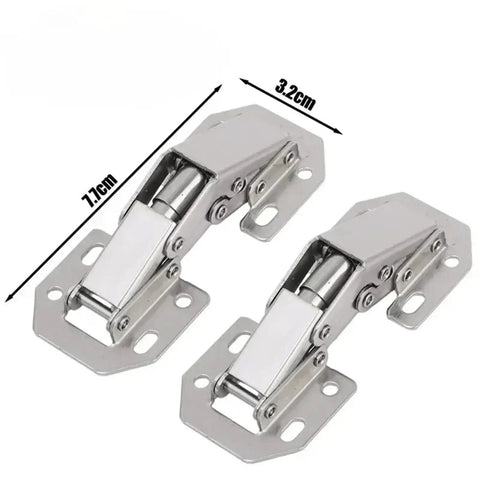 Half Set Cabinet Hinges 90 Degree No Drill Cupboard Door Stainless Steel Soft Close Dampening System in 77x32mm size