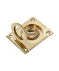 Polished Brass Flush Ring Pull Handle 60mm By 50mm For Cabinets And Drawers, showing durable brass finish and recessed design