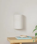 Magnetic Battery Operated RGB Wall Sconce Set Of 2 With Dimmable Remote, Wireless LED Lamps Featuring Fabric Linen Shade on wall