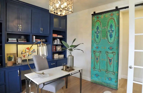 Hand-Carved Authentic Barn Door For Interior And Exterior Use, Custom Size 71x34 Inch Front Door, Sliding Or Hinged