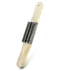 Workhorse 15 Inch Buffing Wheel Rake With Wooden Handle And Stainless Steel Head for scrubbing out residual compounds and metal.