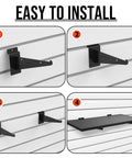 Installation guide for Six Pack Wooden Slatwall Shelves With Heavy Duty Metal Brackets For Home And Garage Organization