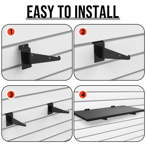 Installation guide for Six Pack Wooden Slatwall Shelves With Heavy Duty Metal Brackets For Home And Garage Organization