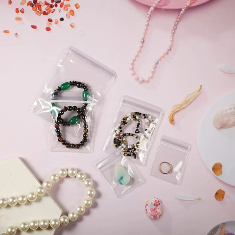 Clear Jewelry Zipper Bags For Packaging Rings And Earrings, Anti Tarnish And Waterproof, Transparent Poly Pouches, various sizes