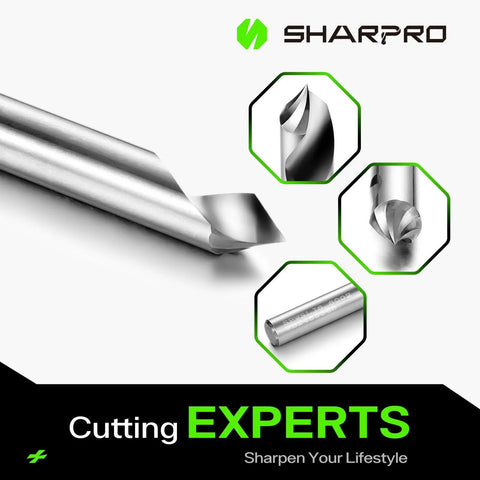 SHARPRO chamfer router bit, 60° V-groove O-flute, carbide with 1/4" shank