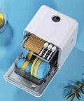 Plug And Play Countertop Dishwasher Totally Hassle Free Setup Triple Bowl Basket An Absolute Game Changer For Apartment Living And Micro Kitchens Fully Auto Compact Must Have with dishes and utensils inside.