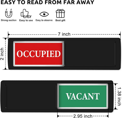 Easy Read Vacant Occupied Door Sign For Home Office Bathroom Restroom Hotel Hospital No Fuss Privacy Indicator With Magnetic Slider
