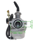 Style Carburetor For 50cc 70cc 90cc 110cc 125cc ATVs Dirt Bikes And Go Karts 4 Stroke Engines Replacement front view with dimensions