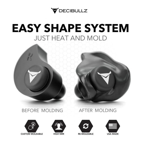 Custom Molded Earplugs With 31 DB NRR For Shooting Travel Swimming Work And Concerts Comfortable Hearing Protection Built For All Day Wear No Slip Fit In Any Weather Black