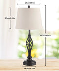 Vintage Table Lamps Set Of 2 With Dual USB Charging Ports, 27 Inch Retro Spiral Cage Base, Linen Shade, Farmhouse Living Room Style