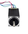 NEMA 11 bipolar stepper motor with 28x28x51mm black body, silver front plate, exposed shaft, multi-color wires.