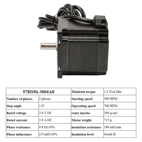 Built Tough Nema 23 Planetary Gearbox Reducer Paired With 57mm Stepper Motor showcasing technical specs, including torque and speed.