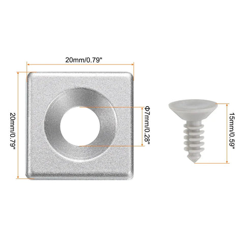4 Pack Aluminum Extrusion End Caps For T Slot Frames 20x20mm Silver 7mm Diameter, 2020 EU Standard Fit For DIY Industrial Projects And Robotic Frame Builds, 20mm square end cap