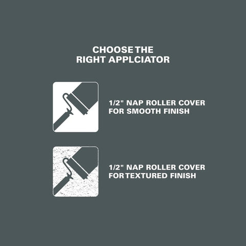 Choose the right applicator with 1/2 inch nap roller for Over Armor Solid Color Exterior Resurfacer Textured Coating In Slate Gray 1 Gallon With New Tintable Option Expanded To 12 Color Shades Built To Last Weatherproof Finish Made From 100 Percent Acrylic Resin.