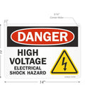 Danger High Voltage Electrical Shock Hazard Sign 10 By 14 Inches OSHA Metal Sign Made From 40 Mil Laminated Rustproof Aluminum