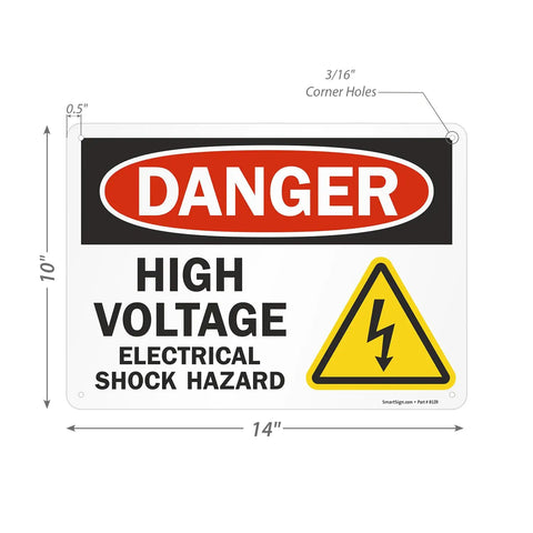 Danger High Voltage Electrical Shock Hazard Sign 10 By 14 Inches OSHA Metal Sign Made From 40 Mil Laminated Rustproof Aluminum