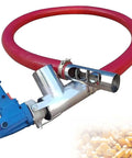 Grain Suction Conveyor With Flexible Auger 2200W Portable Transfer System, red hose, blue motor, grain flow detail