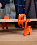 Two Pack Heavy Duty Wood Gluing Pipe Clamp Fixtures For Three Quarter Inch Black Pipe Quick Adjust Pipe Clamps in use