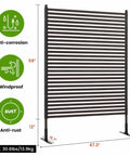 Metal Outdoor Privacy Screen With Stand Freestanding 4 Ft Wide By 6 Ft High Privacy Fence Panel For Patio Garden Backyard Brown PE Coated Steel Slats Panels showing dimensions and features.