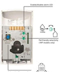 Back view of Blue Line Gen PIR Motion Detector 2 Pack With 40 Ft Range Wall Mount showing settings and adjustments