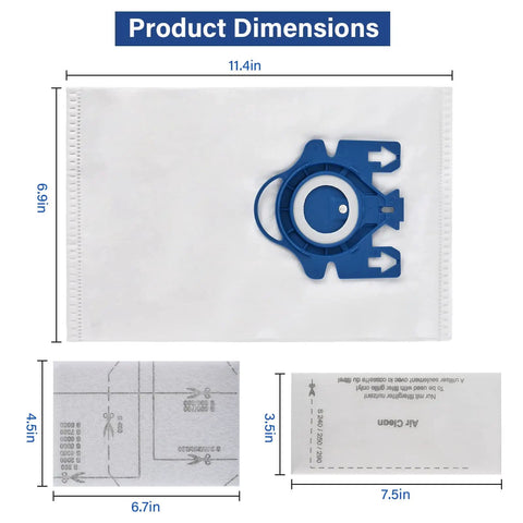 Product dimensions of 14 Pack 3D AirClean Vacuum Bags Replacement for Classic C1 Complete C1 Complete C2 Complete C3 Series