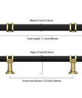 Diagram of 10 Pack 5 Inch Matte Black And Gold Kitchen Cabinet Handles with dimensions, 5 inch center-to-center, 128mm.