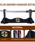 Velvet Padded Katana Stand Dope One Tier Sword Holder For Japanese Swords Yin Yang Accent Black Display Rack For Katana And Tanto Collectors