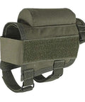 Go-To Outdoor Tactical Cartridge Holder And Cheek Rest For Shotguns Ambidextrous 7 Shell Carrier Adjustable Triple-Strap Green