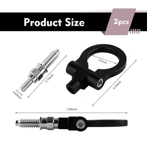 Hardcore Heavy Duty Alloy Racing D Ring Front Bumper Tow Hook Screw On Towing Trailer Puller sizes and dimensions