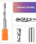 SpeTool spiral compression router bit, up/down spiral, 3/16 in dia, 1/4 in shank, solid carbide