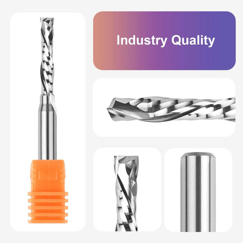 SpeTool spiral compression router bit, up/down spiral, 3/16 in dia, 1/4 in shank, solid carbide
