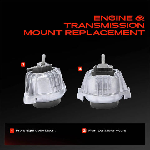 Set Of Two Heavy Duty Front Engine Motor Mounts Toss Out Those Weak Old Cushions For Bmw 128i 325i 328i 330i 335i showing left and right mounts.
