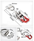 4 Pack Heavy Duty 4002 Toggle Latch Clamp With Lock Hole For Quick Release, metal clamp with red handle, includes measurements.