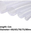 Heavy Duty 1 Meter Dust Collection Hose For Woodworking Gear And Shop Vac Tanks Flexes Like A Dream Resists Kinking Corrugated PVC Tubing to keep your shop crumb free, displaying various diameters.