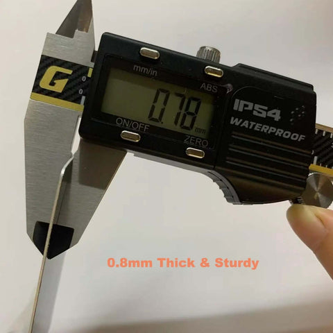 Caliper measuring 0.8mm thick aluminum metal card for laser engraving, black, 86 x 54 mm, 26 pack.