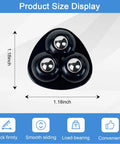 Butter Smooth Mini Ball Caster Wheels Set Of 4 With 360 Degree Swivel And Universal Plates For Zero Friction Furniture Sliding And No Sweat Storage Solutions Black, size display with three ball track design.